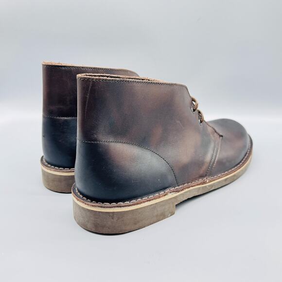 Clarks Boots Mens 11.5 Chocolate Brown Leather Bushacre 2 Chukka Ankle Lace Up - Picture 8 of 11